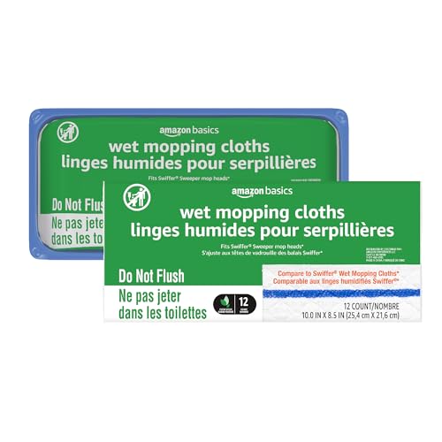 Amazon Basics Wet Mopping Cloth Refills for Swiffer, Fresh Scent, 24 Count