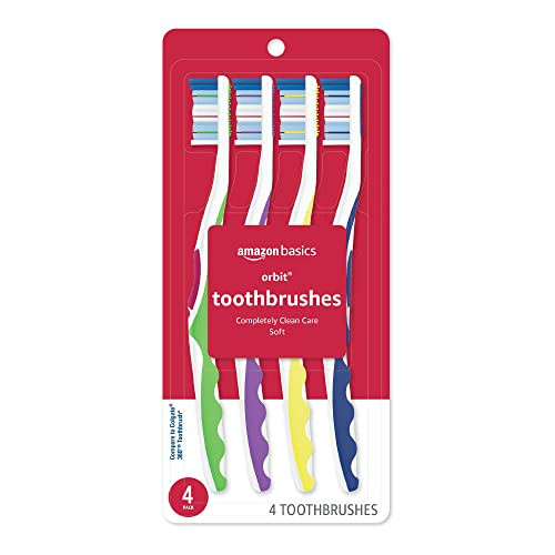 Amazon Basics Orbit Toothbrushes, Soft, Full 4-Count