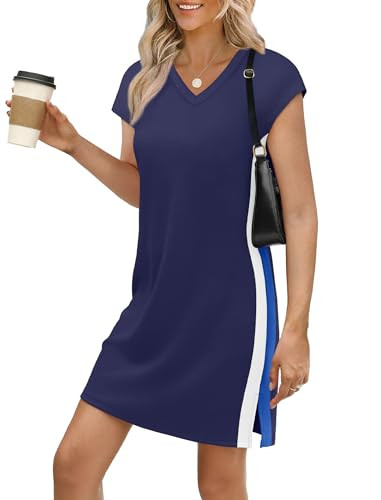 Sampeel Casual Cap Sleeve Color Block Dress