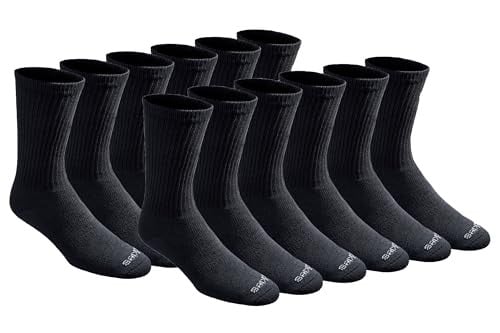 Dickies Men's Dri-Tech Crew, Solid Black (12 Pairs), Large