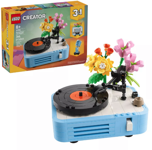 LEGO Creator 3 in 1 Record Player with Flowers, 366 Pcs.