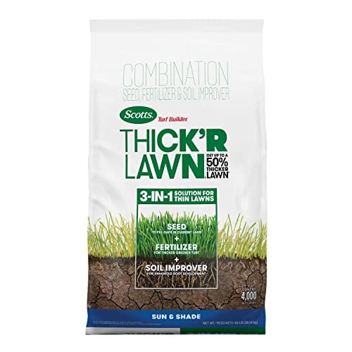 Scotts Turf Builder Thick'R Lawn Seed, Fertilizer & Soil Combination Solution 40-Lbs (Sun/Shade) Deal