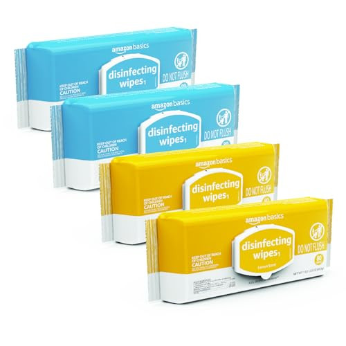 Amazon Basics Disinfecting Wipes 4-Pack 80-Count (Lemon & Fresh Air)