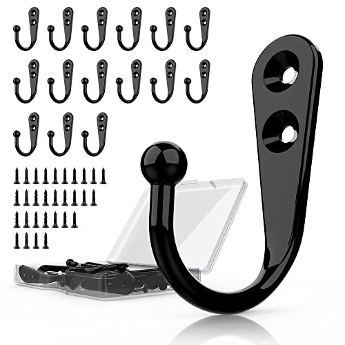 PRIGVOT 15 Pcs Black Wall Mounted Coat Hooks