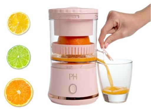 Paris Hilton Electric Citrus Juicer, Mini Portable Cordless Juicer with USB Rechargeable Base