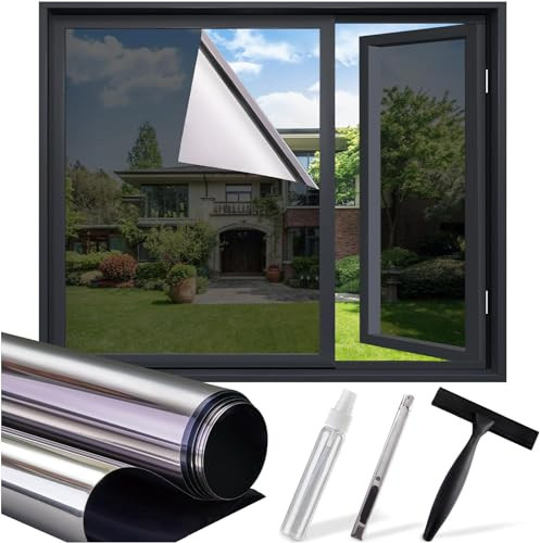 17.5" x 78.7" One Way Privacy Window Film & Reflective Sun Blocking Window Tint
