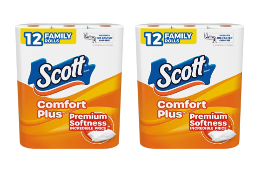 Scott ComfortPlus 1-Ply Toilet Paper Family Rolls 12-Count