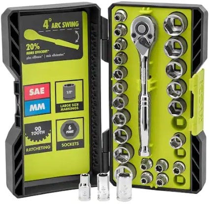 Ryobi 26-Piece 1/4 in. Drive Ratchet and Socket Set Deal