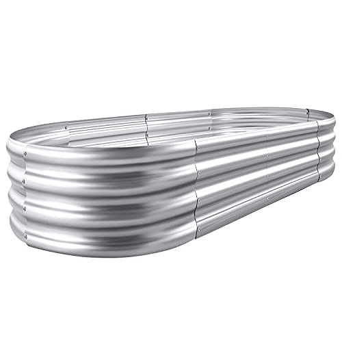 Land Guard 4' x 2' x 1' Galvanized Oval Raised Garden Bed Kit