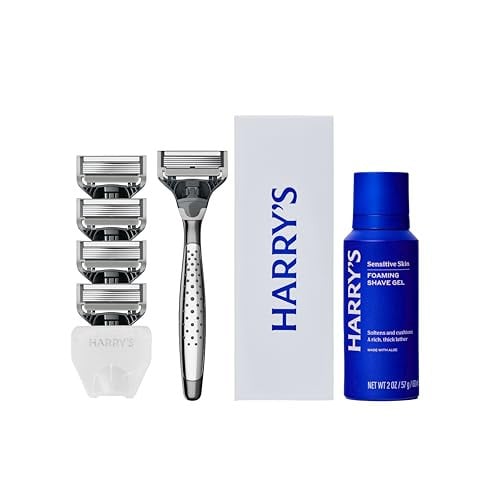 Harry's Original Shaving Kit for Men - Razor Handle, 5 Razor Blade Refills, Foaming Shave Gel, Travel Blade Cover Deal