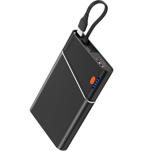 Aaoyun 10000mAh 22.5W Slim Portable Power Bank w/ Built-In USB-C Cable (Black) Deal