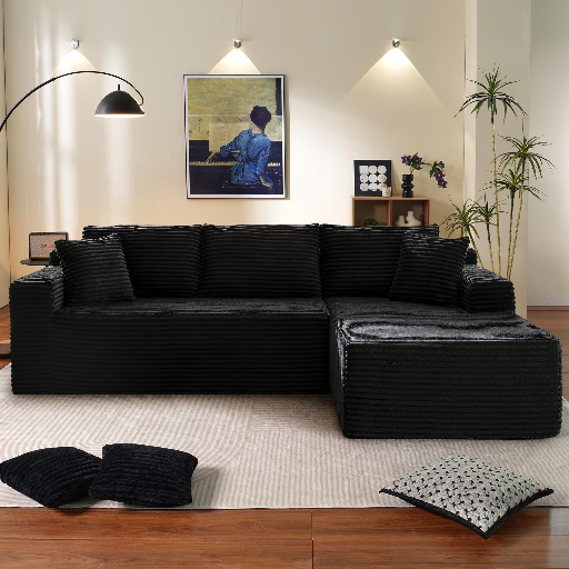 Muumblus Modular Sectional Sofa Oversized L-Shape Cloud Couch Black Right Facing Chaise Deal