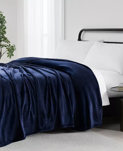 Lauren Ralph Lauren Micromink Plush Blanket (Any Size, 5 Colors)