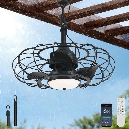 AHAWILL Outdoor Ceiling Fan with Light 20″ Deal