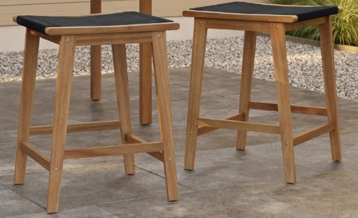 Luxenhome Outdoor Acacia Wood Counter Height Stools Set of 2