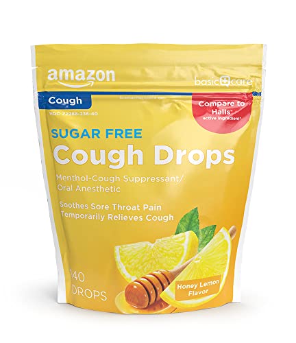Amazon Basic Care Sugar Free Honey Lemon Menthol Cough Drops 140-Count Deal