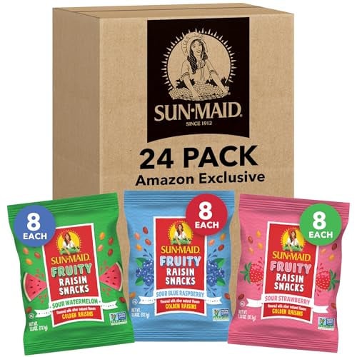 Sun-Maid Fruity Raisin Snack Packs 24-Pack (Sour Strawberry, Watermelon & Blue Raspberry) Deal