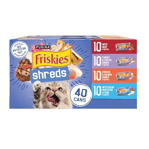 Purina Friskies Wet Cat Food Variety Pack, Shreds or Ocean of Delights 5.5 oz. Cans 80 Count, x2 Deal