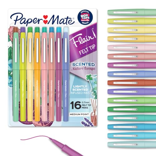 Paper Mate Flair Nature Escape Scented Felt Tip Pens 16 Count, Medium Point (0.7mm)