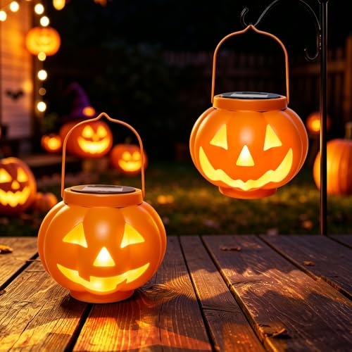 2-Pack Solar Pumpkin Lanterns Warm White