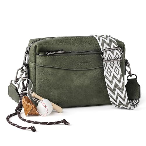 TANTOMI Vegan Leather Triple Zip Crossbody Bag
