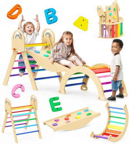 9-in-1 Foldable Wooden Climbing Toy Set