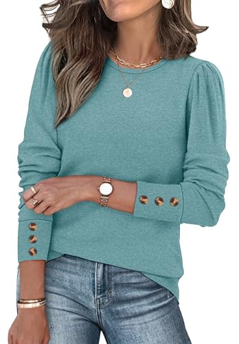 Womens Blouses with Buttons on Sleeve Tunic