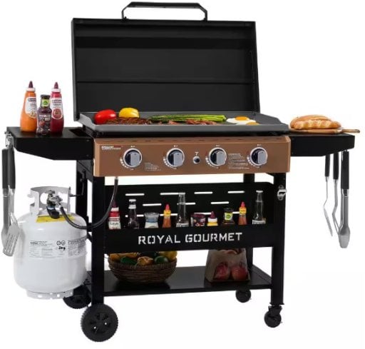Royal Gourmet 4-Burner Propane Gas Griddle w/ Hood Deal