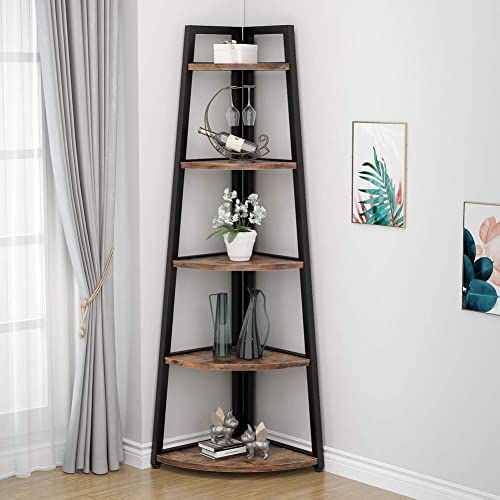 Tribesigns 70 inch 5 Tier Rustic Corner Shelf