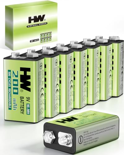 8-Pack 9V NiMH 200mAh Rechargeable Batteries