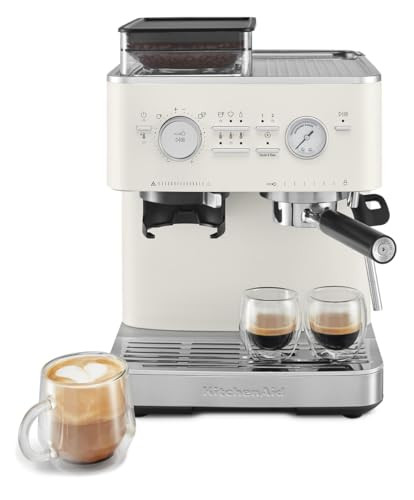 KitchenAid Semi Automatic Espresso Machine with Burr Grinder (Porcelain White)