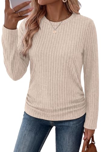 WIHOLL Womens Long Sleeve Side Ruched Tops Deal
