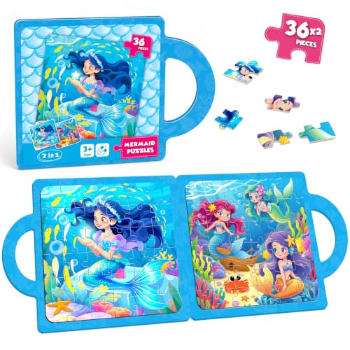 Homicozy 2-in-1 Mermaid Magnetic Puzzle Book for Kids (72-Piece)
