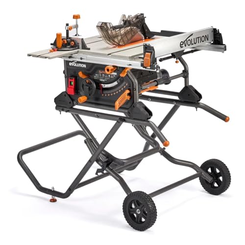 Evolution R10TBLX 10" Jobsite Table Saw with Wheeled Stand