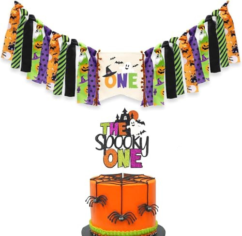 Halloween Themed 1st Birthday Highchair Banner & Photo Props Set
