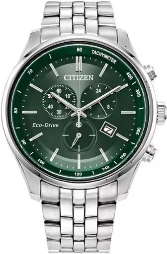 Citizen Men's Eco-Drive Chronograph 42mm Stainless Steel Bracelet Watch (Green Dial) Deal