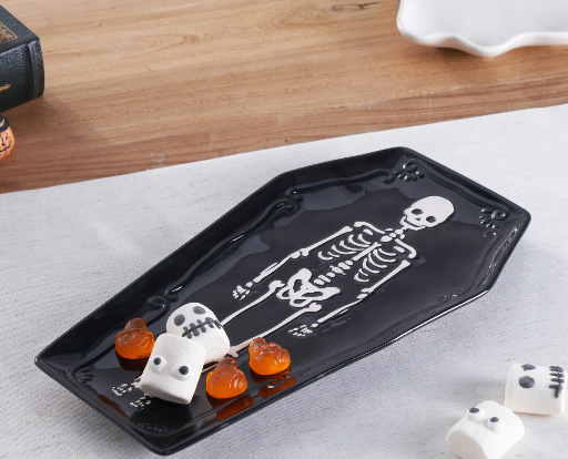 Ceramic Coffin Figural Treat Tray