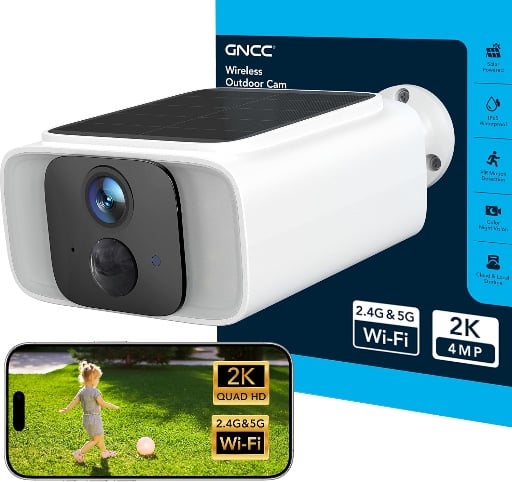 GNCC Solar Security Camera Wireless Outdoor 2K 4MP Deal