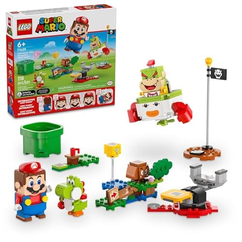 LEGO Super Mario Adventures with Interactive Mario & Bowser Jr.’s Clown Car Playset (71439) 218-Piece