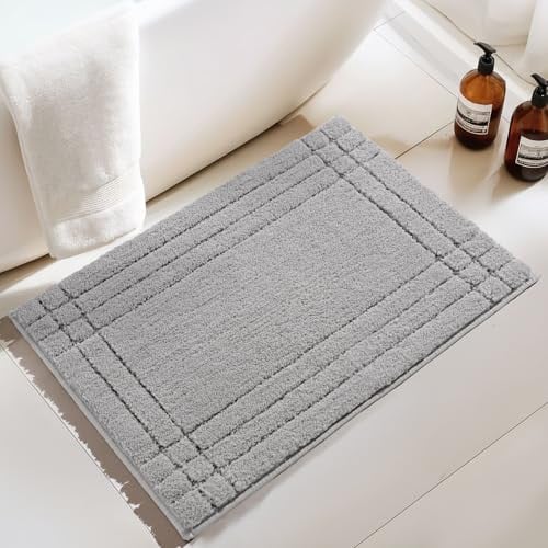Tanvill Soft Plush Shaggy Washable Bath Rug 18x24 Gray