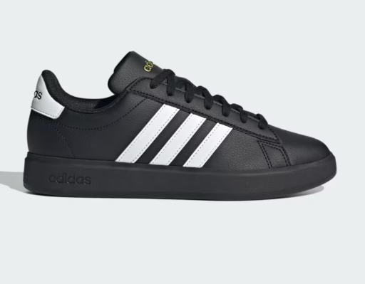 Adidas Women's Grand Court 2.0 Shoes (Core Black / Cloud White / Gold Metallic)