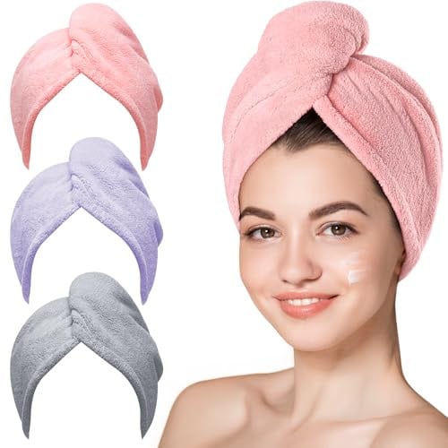Hicober Microfiber Hair Towel Wraps 3-Pack