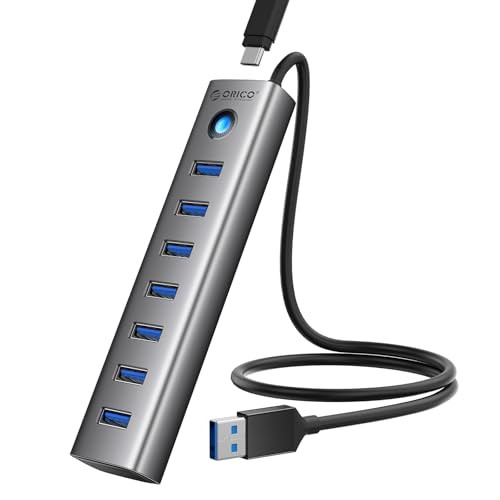 ORICO Aluminum 7-Port USB 3.0 5Gbps Hub 1.64Ft