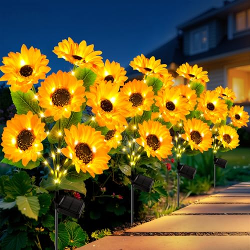 LETMY Sunflower Outdoor Solar Lights 4-Pack Deal