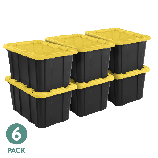 Sterilite 27 Gallon Durable Plastic Storage Tote with Snap-On Lid, 6 Pack Deal