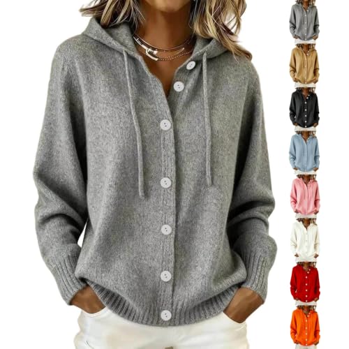 Hooded Cardigan Sweaters for Women Lightweight Button Up Cute Knit Hoodies Deal