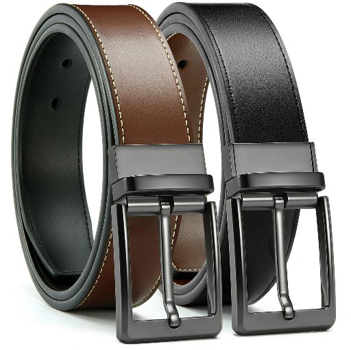 YOETEY Mens 1 3/8" Leather Reversible Belt