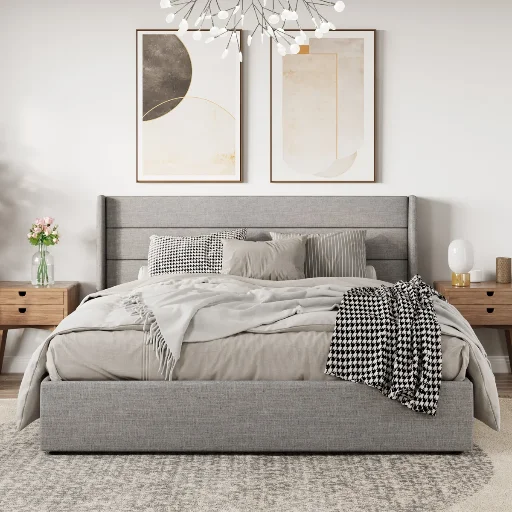 Latitude Run Braya Hydraulic Lift Up Storage Upholstered Platform Bed (King)