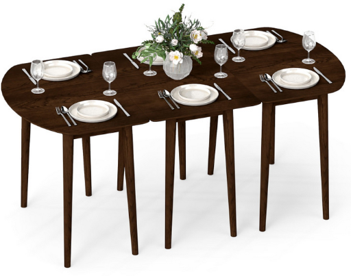 Costway Extendable Dining Table Set w/ 2 Half-Round & 1 Rectangular Tables Deal