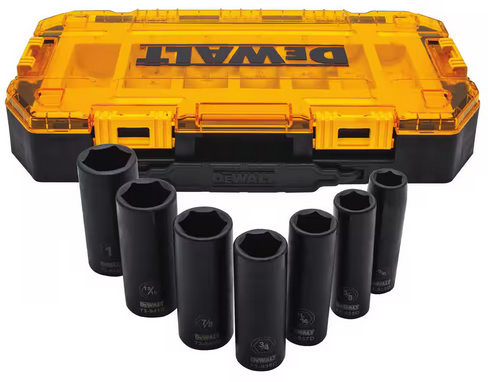DEWALT 1/2 in. Drive SAE Deep Impact Socket Set (7-Piece)